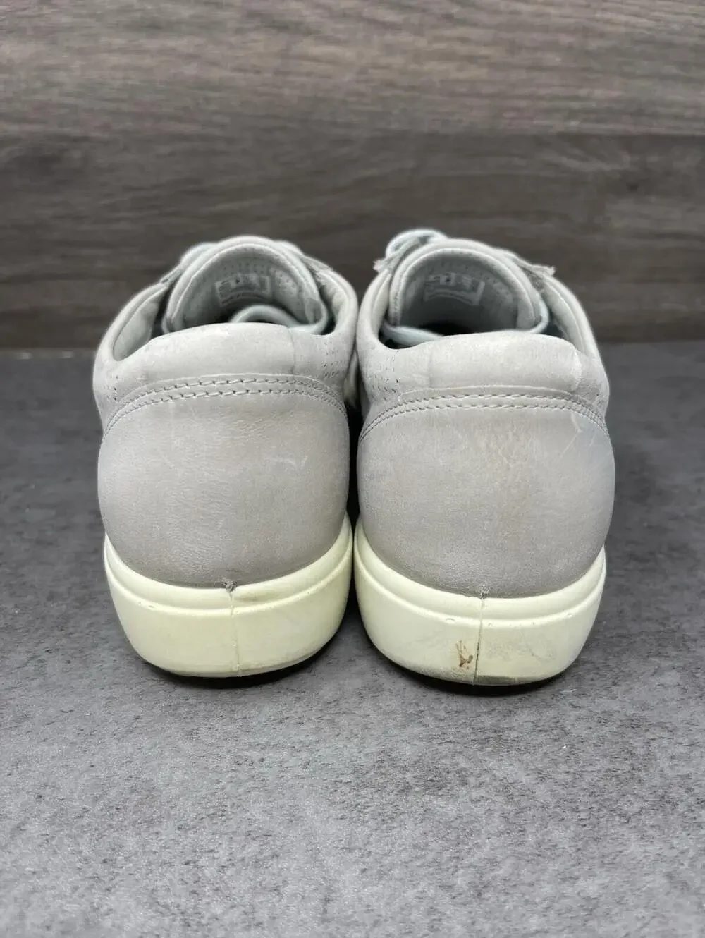 Ecco Light Gray Leather Perforated Athletic Sneakers